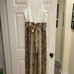 J for Justice jumpsuit XL in white and snake print.